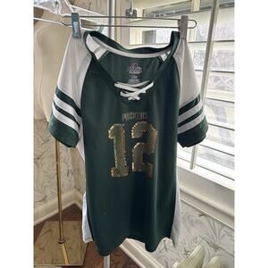 Majestic Aaron Rodgers Womens Large Green Bay Packers Jersey